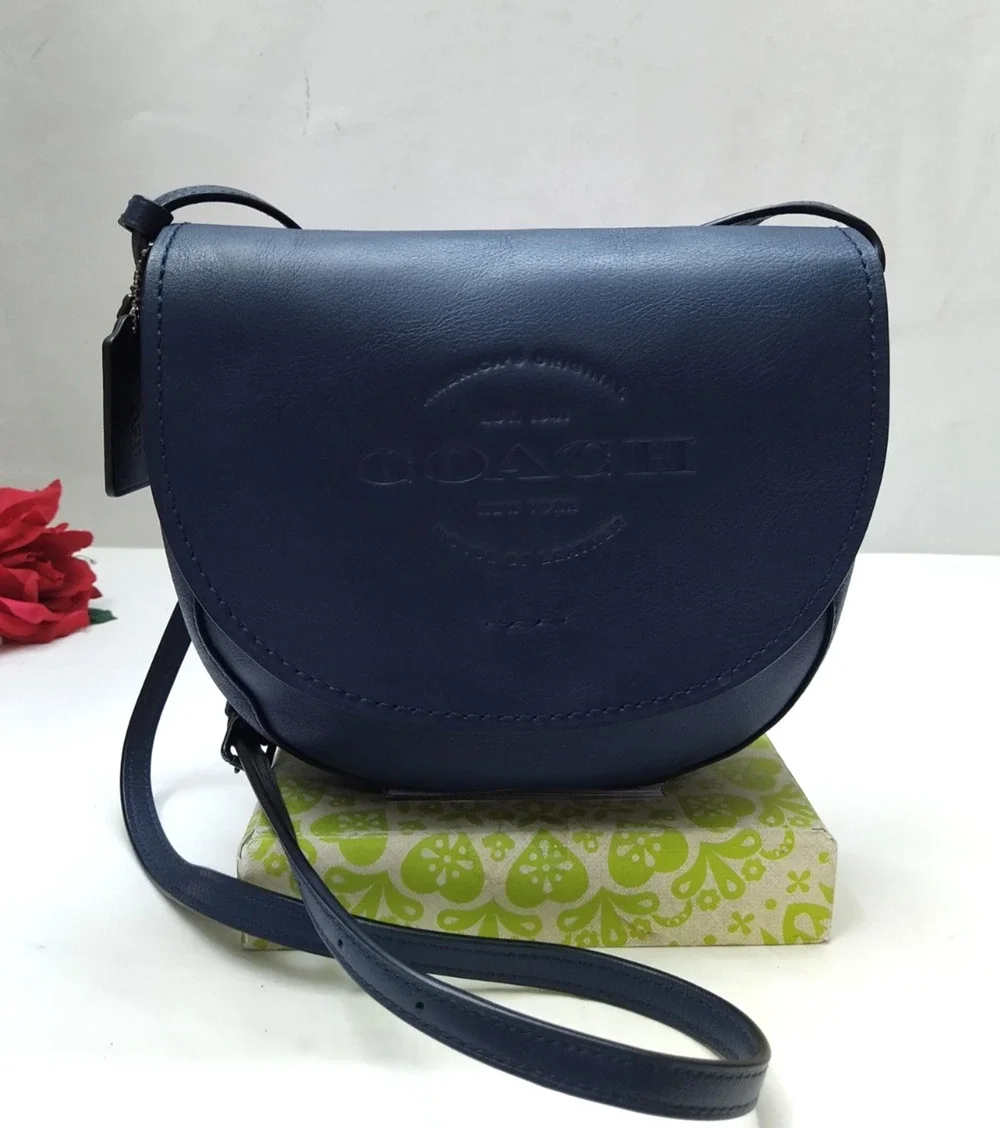 Coach Blue Leather Flap Closure Crossbody Bag
